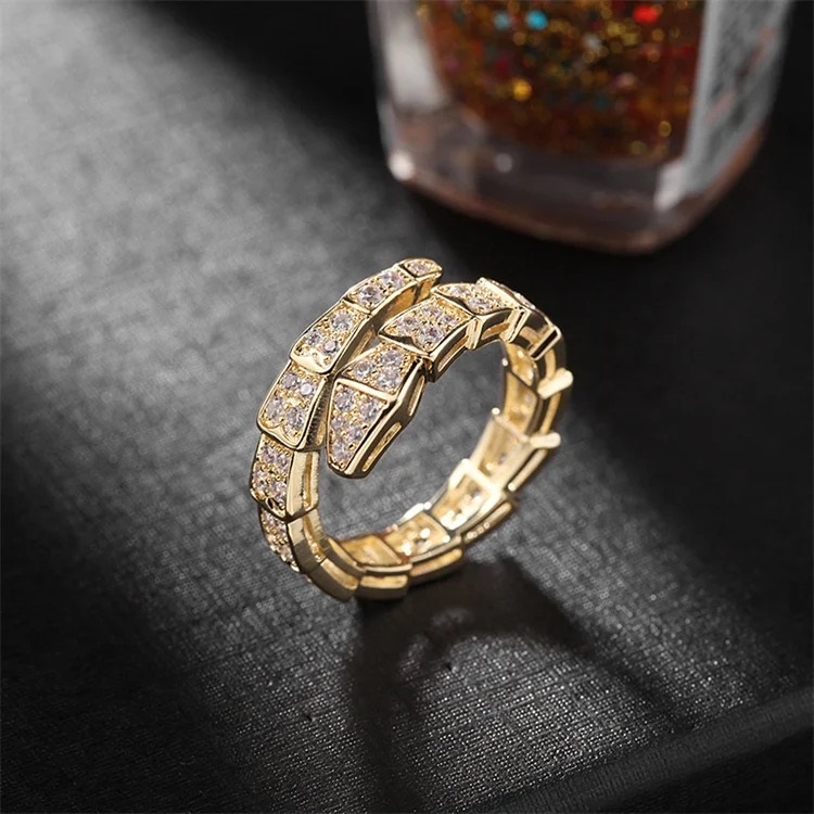 Luxury Snake Fashion Women Rings Jewelry Female Crystal Snake bone Ring